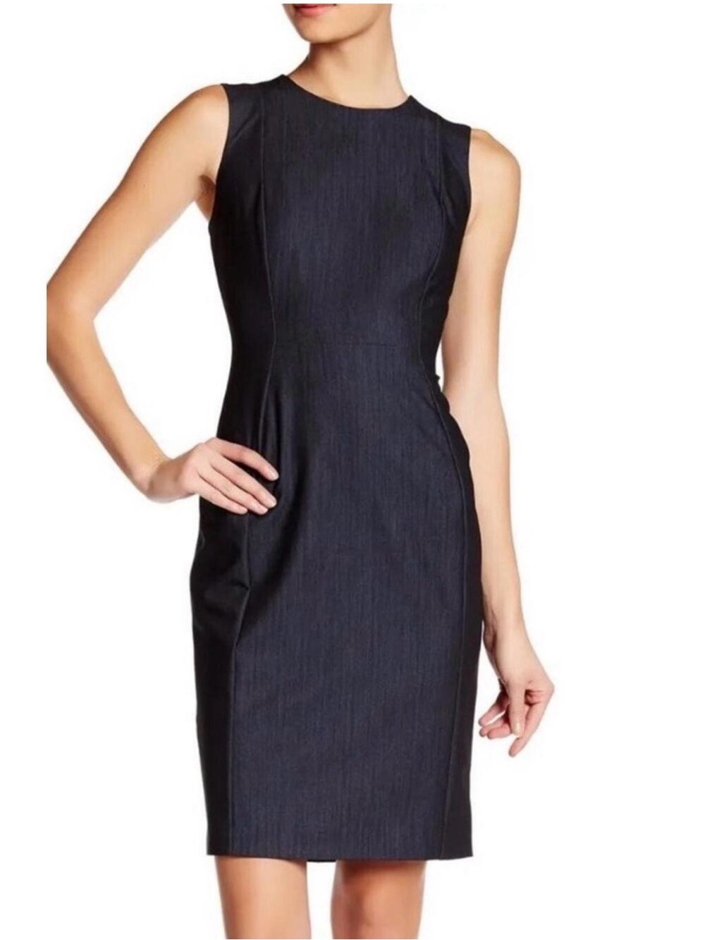 Calvin Klein Gray Sheath Dress Size 4 Sleeveless Office Career Workwear